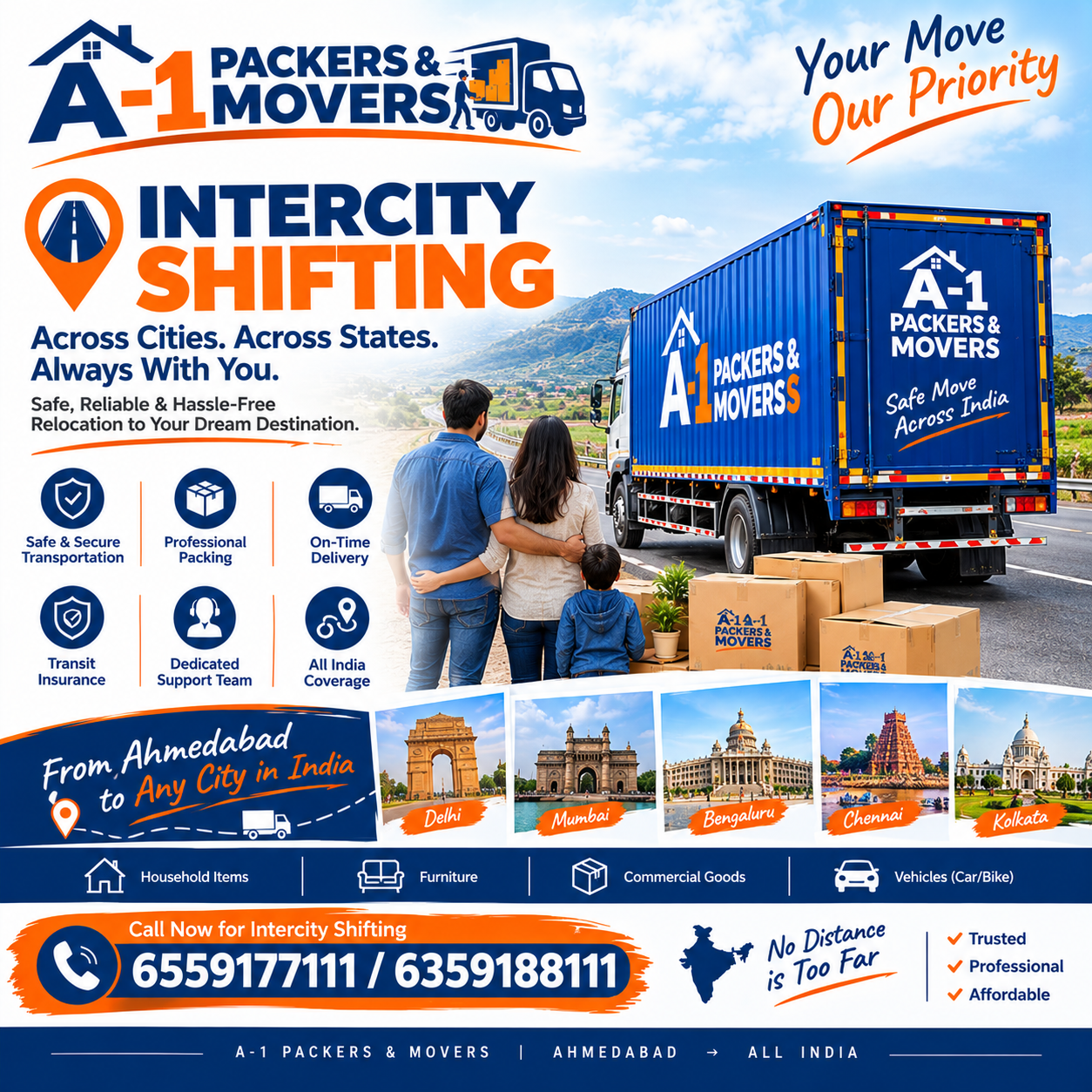 Intercity Shifting Services from Ahmedabad